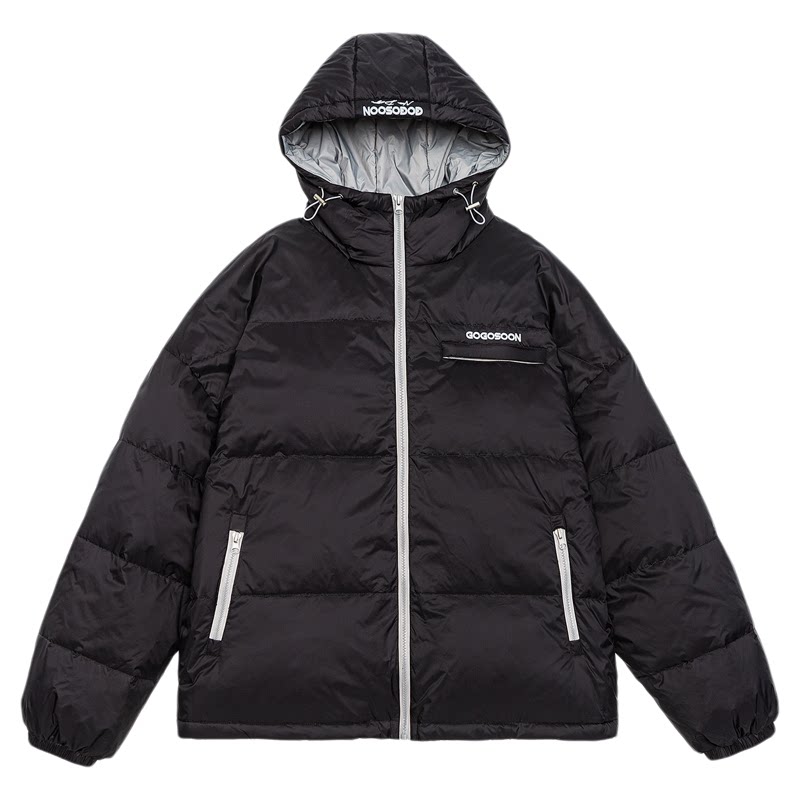 GOGOSOON羽绒服男新款2025冬短外套青少年连帽刺绣保暖90白鸭绒Q