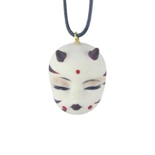 诡异猫女面具人脸吊坠陶瓷暗黑娃娃头挂坠男女项链小众饰品复古