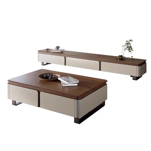 长方形设计师胡桃木茶几客厅家用岩板茶几中古风2025年新款茶几桌