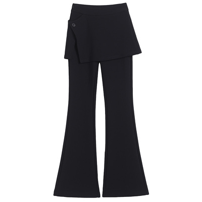 黑色微喇裤女秋冬2025新款