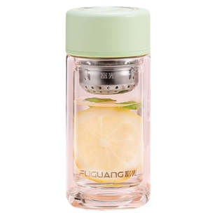 富光玻璃杯女士双层夏季男水杯子小容量便携迷你高颜值学生泡茶杯