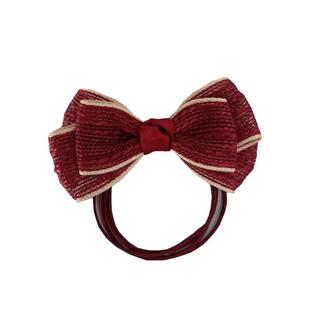 韩式气质发绳酒红色蝴蝶结头绳女高弹多股不易断皮筋儿童发圈发饰
