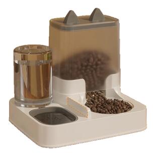 宠物双碗不锈钢猫食盆猫咪自动喂食器喂水一体式水碗猫盆猫碗狗碗