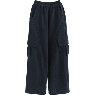 诺诺公主S1N初中生2025工装休闲裤女春秋加绒青少年阔腿运动裤子