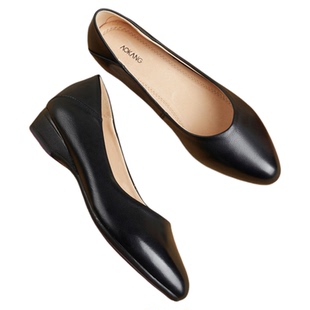 奥康 女鞋新款真皮浅口平底单鞋职业工作鞋空姐尖头皮鞋上班鞋L