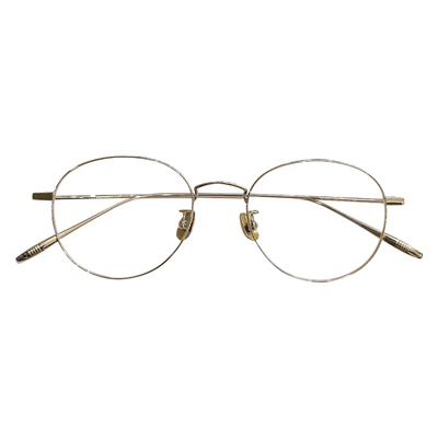 纯钛金丝圆框眼镜近视女可配度数