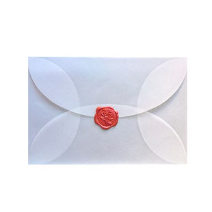 花瓣款硫酸纸信封搭配火漆印章蜡贴丝带款信封贺卡请柬情书信包装