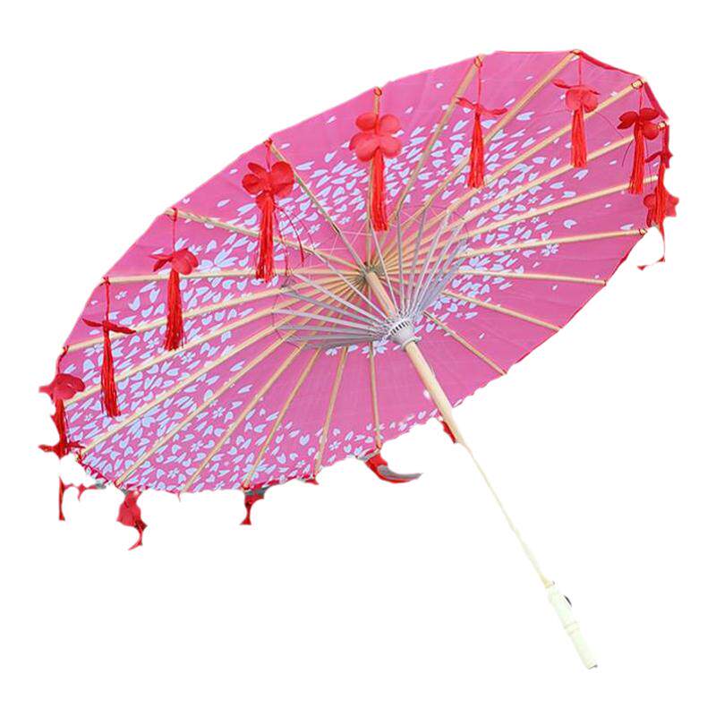 古风摆摊绸布伞防晒流苏花瓣伞