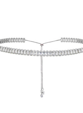 梦幻甜美粉色锆石锁骨链