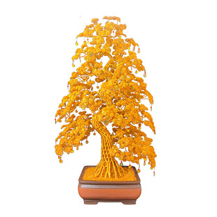 花开富贵开业乔迁送礼高端摆件发财树手工编织铜丝铝线摇钱招财树