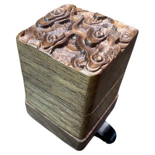 招财好运祥云实木雕刻巧克粉盒夹国风素面高档黑胡桃木TP手作台球