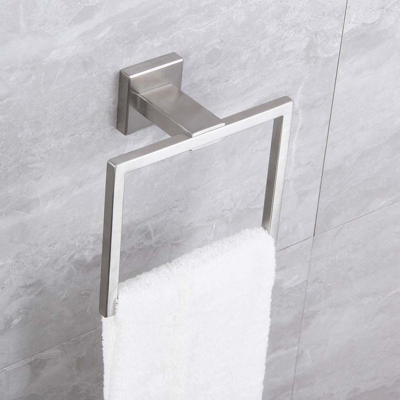 浴室不锈钢厕所免打孔四方毛巾环卫生间毛巾架壁挂式置物浴巾