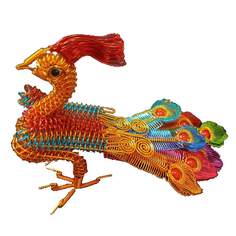 纯手工编织特色工艺品铝线凤凰摆件