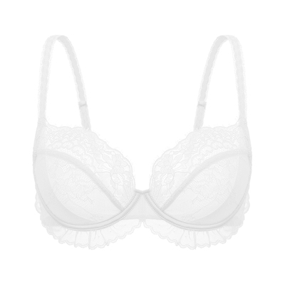 【叛逆新娘-白蔷薇】遐白色超薄内衣女夏睫毛蕾丝中小胸聚拢文胸