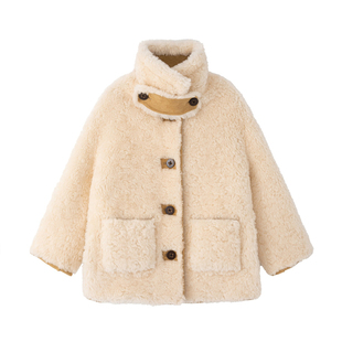 儿童仿皮毛一体大衣立领两面穿韩版加厚羊剪绒羊羔毛男童女童皮草