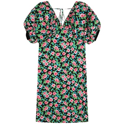 落落狷介开叉设计感碎花连衣裙女