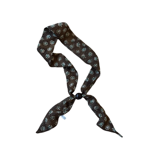 复古咖绿色系脖丝巾项链女碎花抽拉式秋冬长款毛衣链丝带颈饰配饰