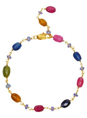 twor缇坞注金彩色宝石串珠手链