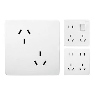 鸿雁六孔插座86型双三孔16a墙壁暗装一开八孔8十孔5多孔插座面板