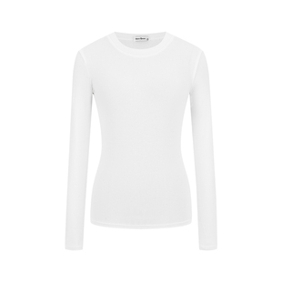 MosesQueen魔西女王白色打底衫女春秋冬内搭修身显瘦长袖t恤上衣