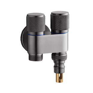 一进二出角阀洗衣机水龙头自动止水阀专用铜三通一分二接头全铜