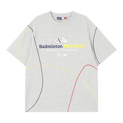 CryingCenter×kumpoo薰风羽毛球联名系列球场车线花灰短袖文化衫
