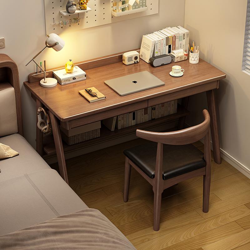 实木书桌学生家用儿童卧室简约学习桌小户型电脑桌床边桌写字桌子