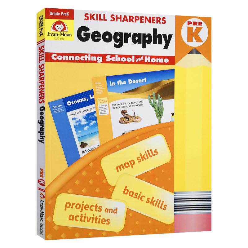 技能铅笔刀 地理练习册 幼儿园大班 英文原版 Evan-Moor Skill Sharpeners Geography Grade K 美国加州小学英语教辅教材evanmoor