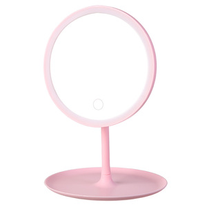 智能LED化妆镜三色光美妆补妆镜子台式桌面补光梳妆镜宿舍公主镜