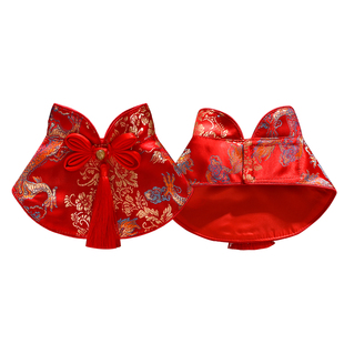 狗狗衣服宠物猫咪唐装斗篷泰迪婚礼服博美过年披肩小型犬中式汉服