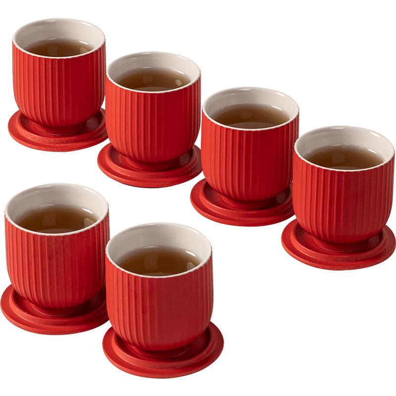 宫廷风红灯笼茶杯主人杯新婚茶具