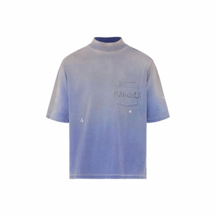 Maison Margiela梅森马吉拉 字母半高领口袋短袖T恤 男款 蓝色