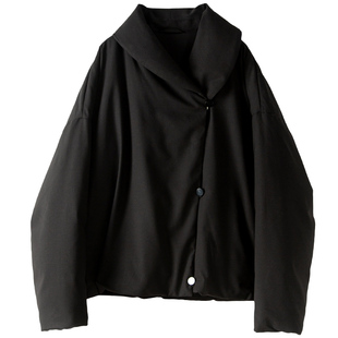 小禾定织羊毛混纺加厚款90白鹅绒羽绒服交叉领子国风短款外套女冬