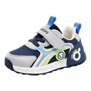 小黄鸭男童鞋子2025秋冬新款小童机能鞋女宝宝皮面防滑儿童学步鞋