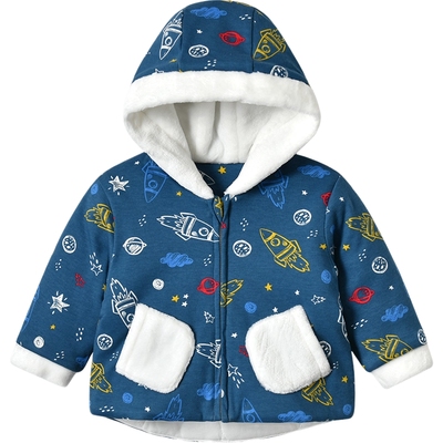 宝宝加厚外套儿童棉袄连帽冬季