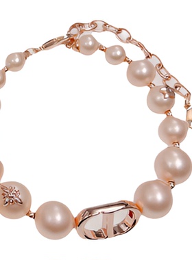 法式时尚淡粉色珠珠系列耳环项链手链轻奢