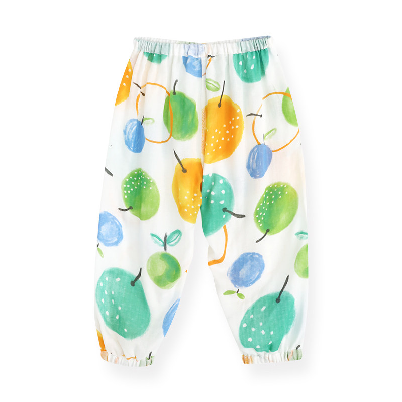 【蜜蜂母婴节】米乐鱼儿童休闲裤男童女童春夏套装纱布家居防蚊裤