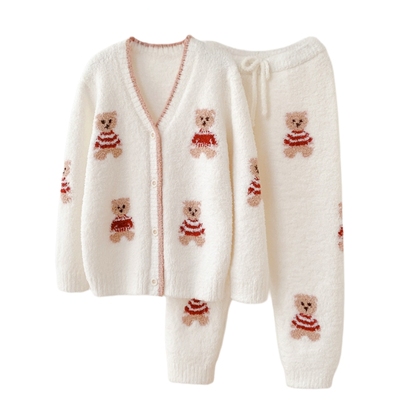 半边绒秋冬儿童家居服睡衣