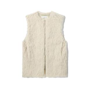 RAY BEAMS 女装V领毛绒马甲冬季新款显瘦无袖背心外穿开衫