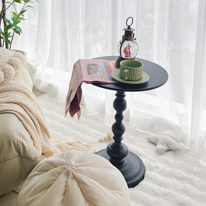复古沙发边几客厅小黑色茶几简约小艺定制小户型柜铁圆桌床头柜边