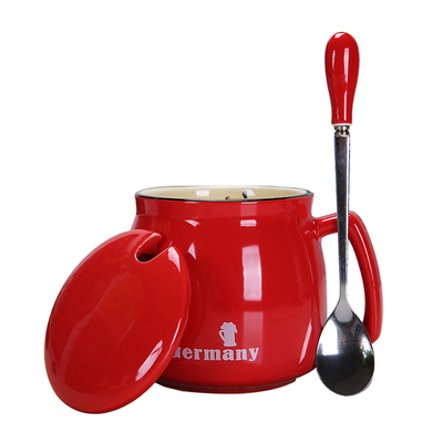 陶瓷杯子带盖勺个性男女喝水杯