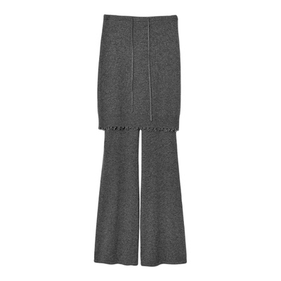 100牦牛绒假两件抽绳腰针织长裤