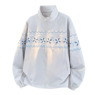 迈特优美式复古费尔岛外套男春秋季2026新款潮牌宽松休闲运动夹克