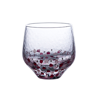 九土彩色玻璃杯创意锤纹水杯手绘彩色威士忌酒杯设计感果汁杯子