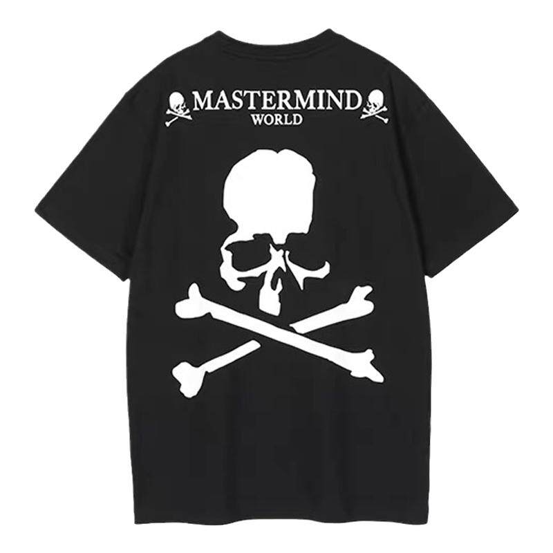 2024J暗黑MASTERMIND WORLD骷髅头印花男前小后长大日系原创短袖T
