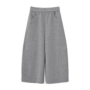 SEAWHEN海维恩小个子阔腿裤女高腰老钱风天丝羊毛茧型八分休闲裤