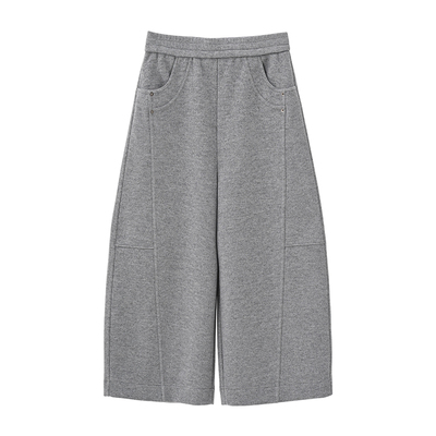 海维恩高腰天丝羊毛阔腿八分裤