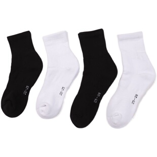 4双高品质全毛巾中筒袜子加厚黑白纯棉男女羽毛球户外运动骑行冬