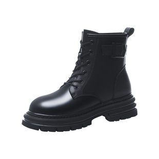 真皮马丁靴女2025秋冬新款小个子英伦厚底靴子内增高短靴加绒棉鞋