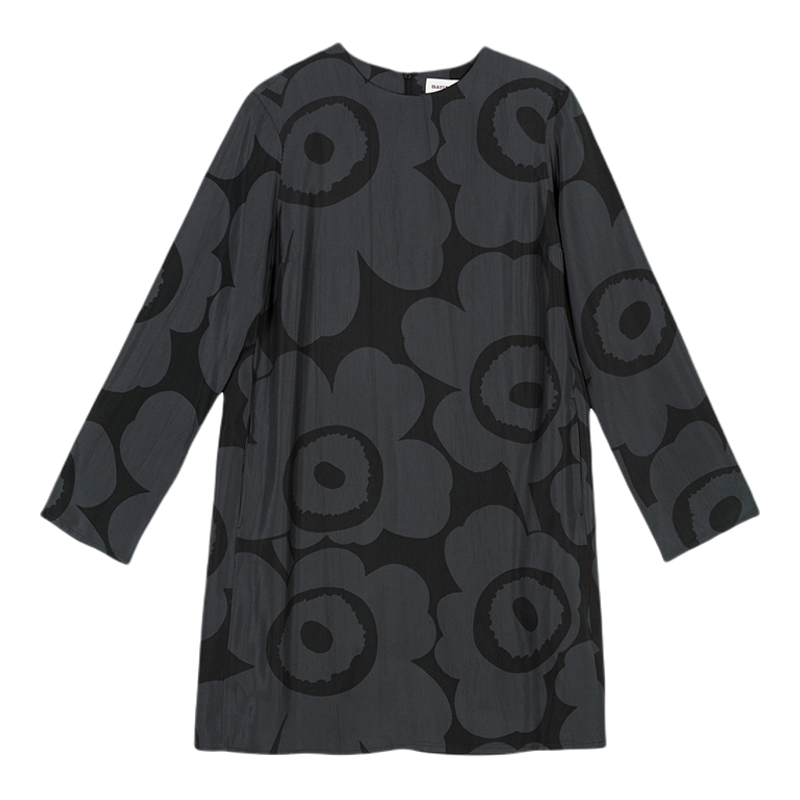 Marimekko【Unikko游霓可印花】女士气质黑色连衣裙26早春新款